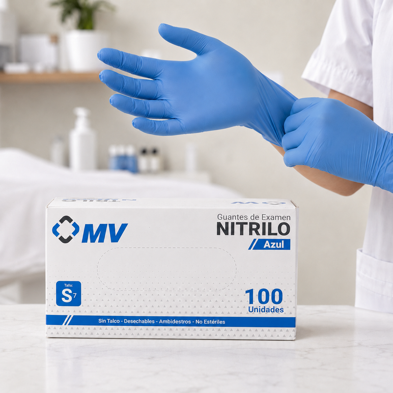 GUANTES DE NITRILO MEDIC VIVIAN — Azul
